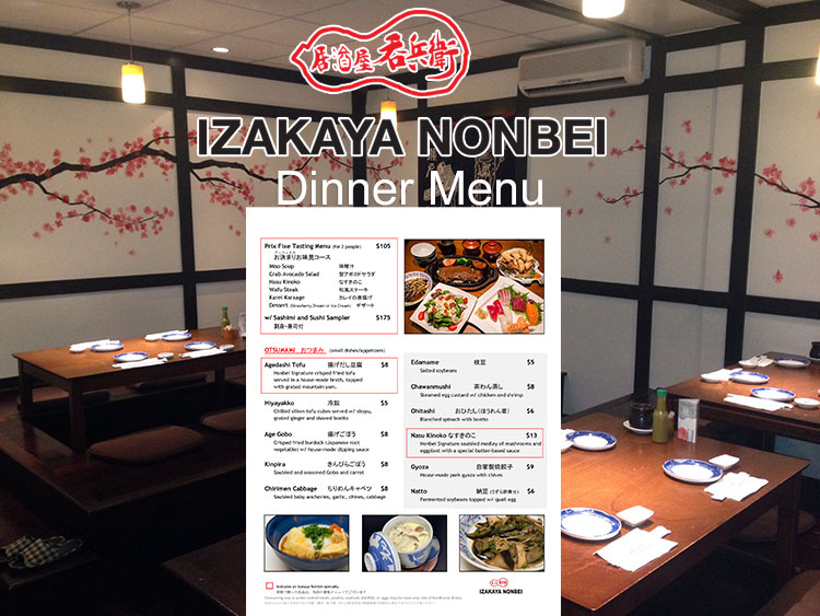 Izakaya Nonbei Dinner Menu